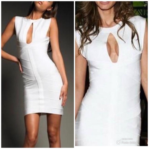 Herve Leger Dresses & Skirts - Herve Leger Keyhole Bandage White Dress